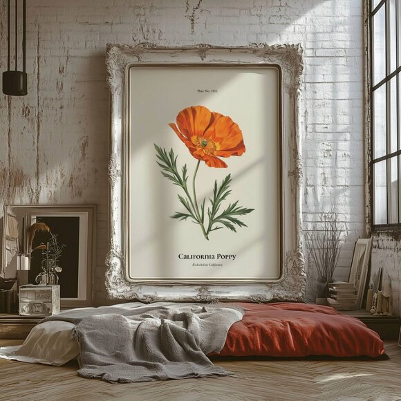 Original California Poppy Art Print + Digital Copy, State Flower - Picture 3 of 7